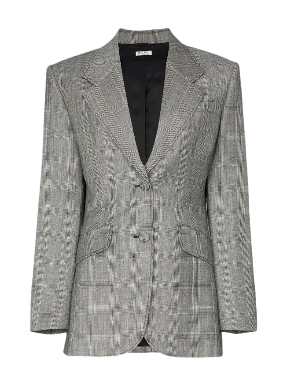 Miu Miu Single-breasted Prince of Wales check print wool blazer - 灰色