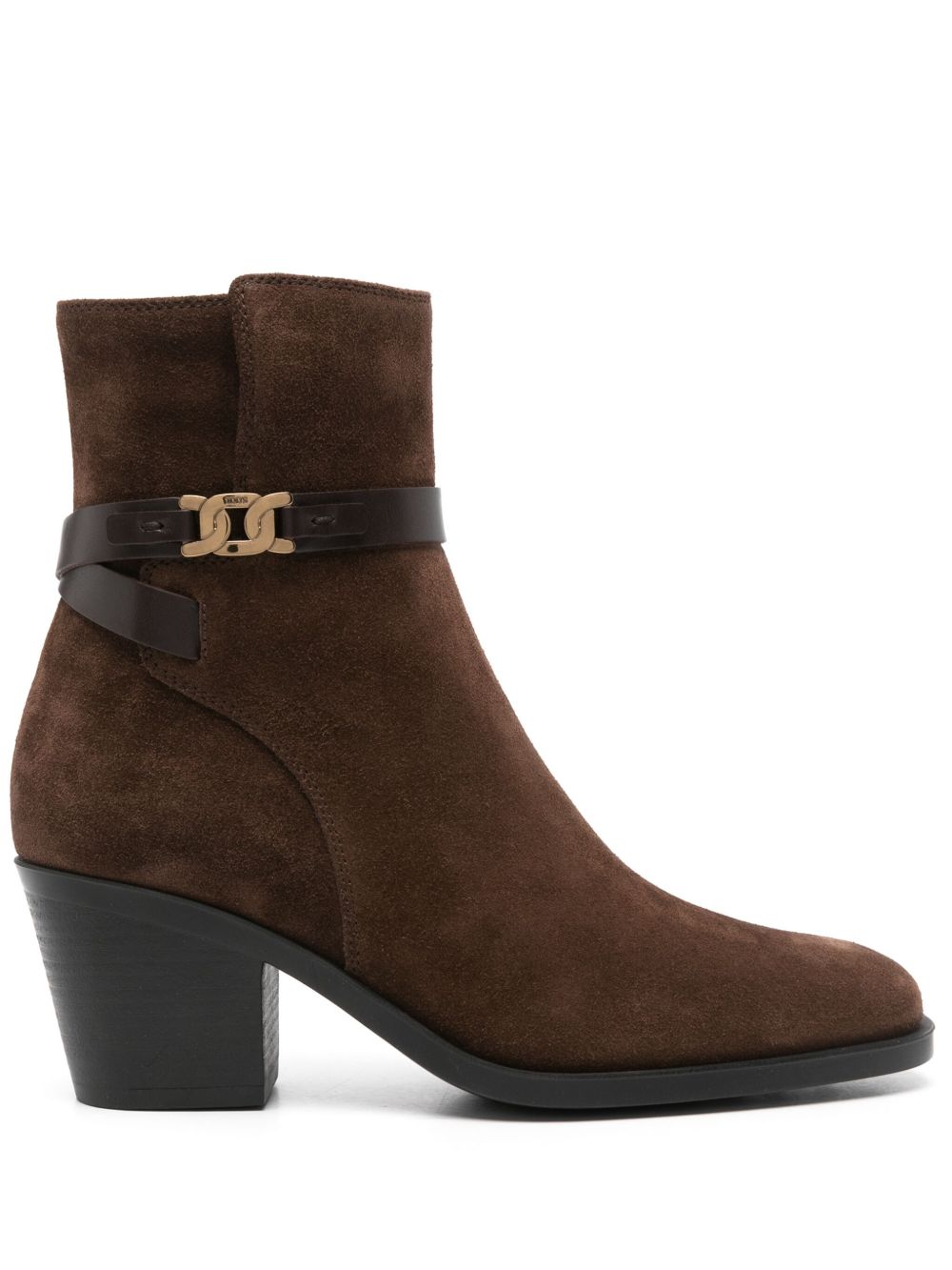 Tod's 绒面皮中跟及踝靴 - 褐色