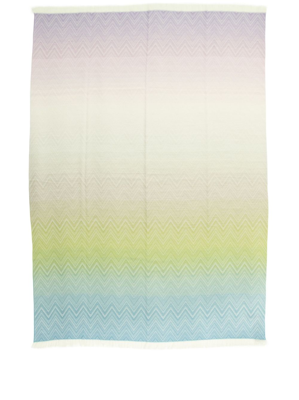 Missoni Home Z字形图案磨损羊毛盖毯 - 蓝色