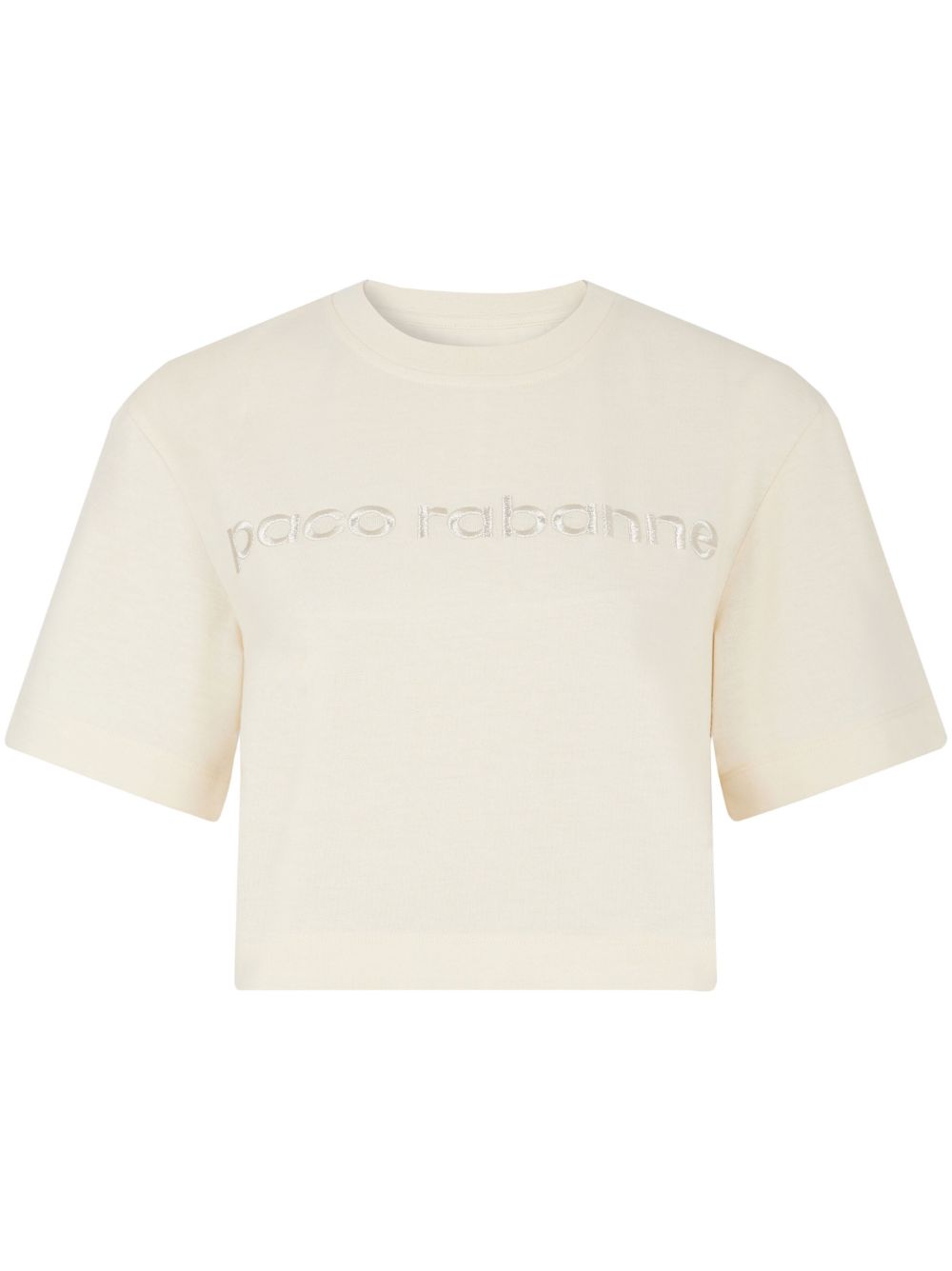 Rabanne logo刺绣短款T恤 - 中性色