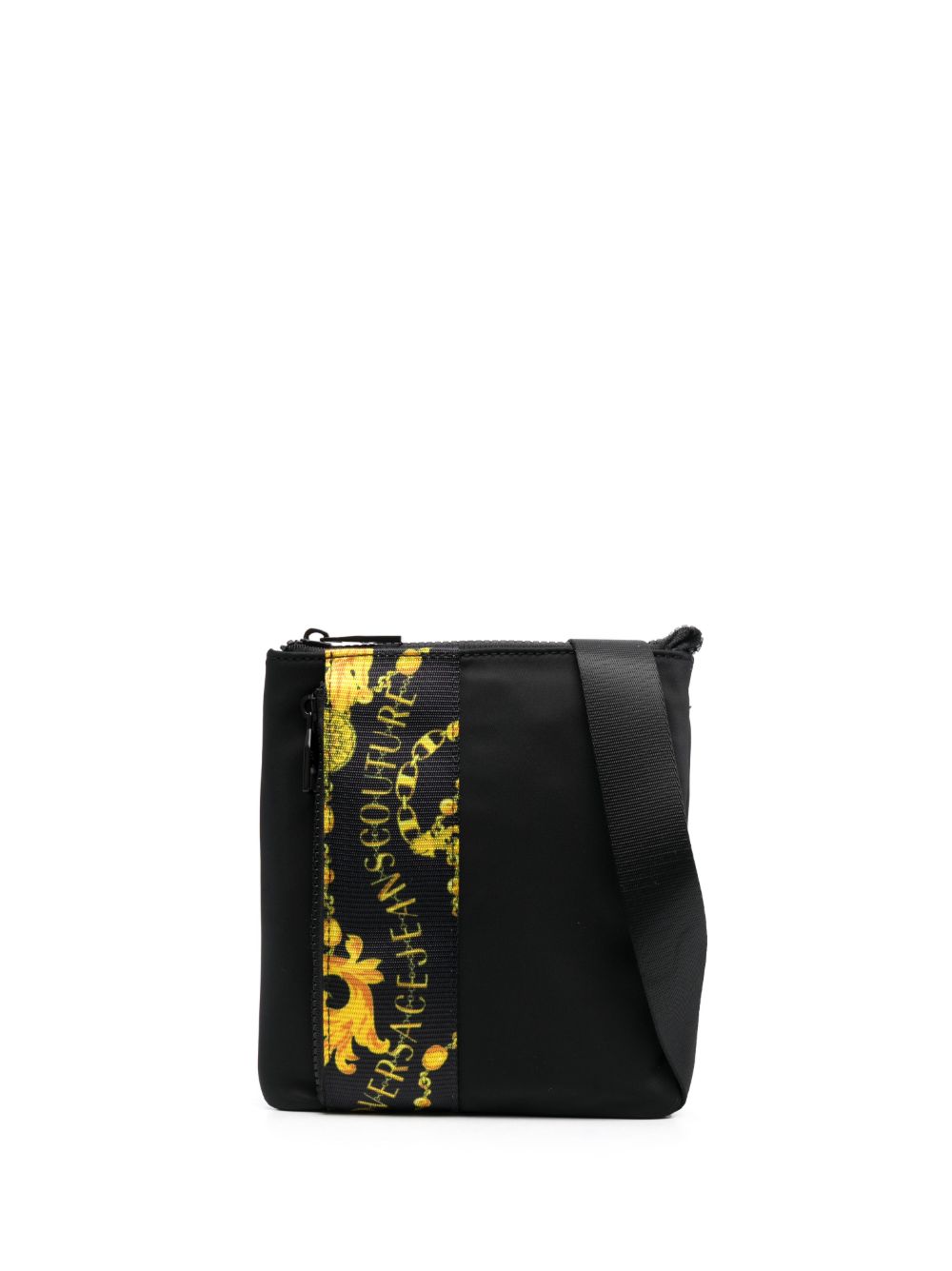 Versace Jeans Couture logo印花拉链邮差包 - 黑色