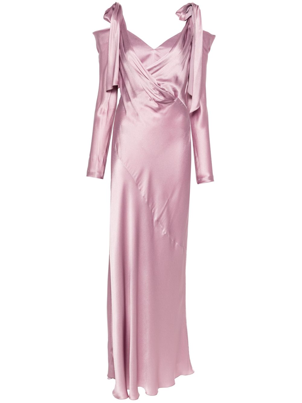 Alberta Ferretti 垂坠感缎面超长连衣裙 - 粉色