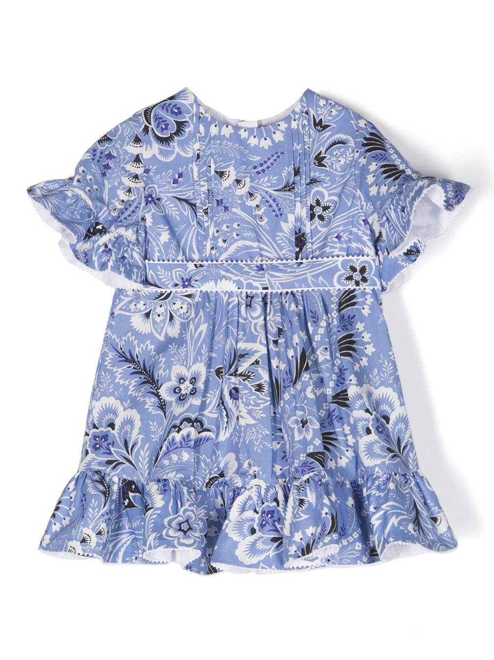 ETRO KIDS 花卉印花棉连衣裙 - 蓝色