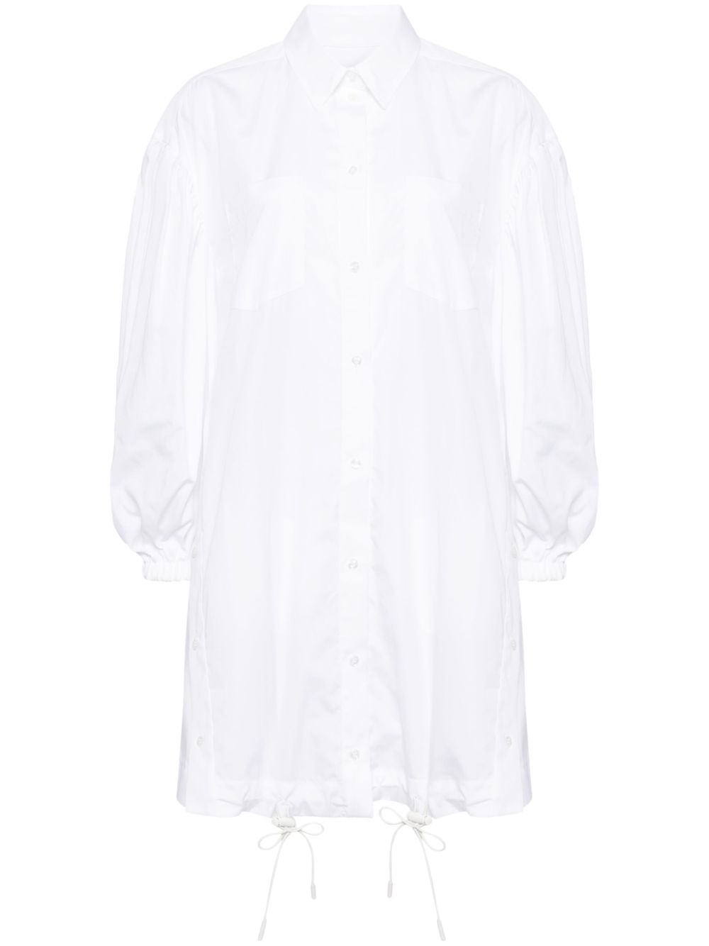 Simone Rocha 纽扣门襟梯形衬衫裙 - 白色