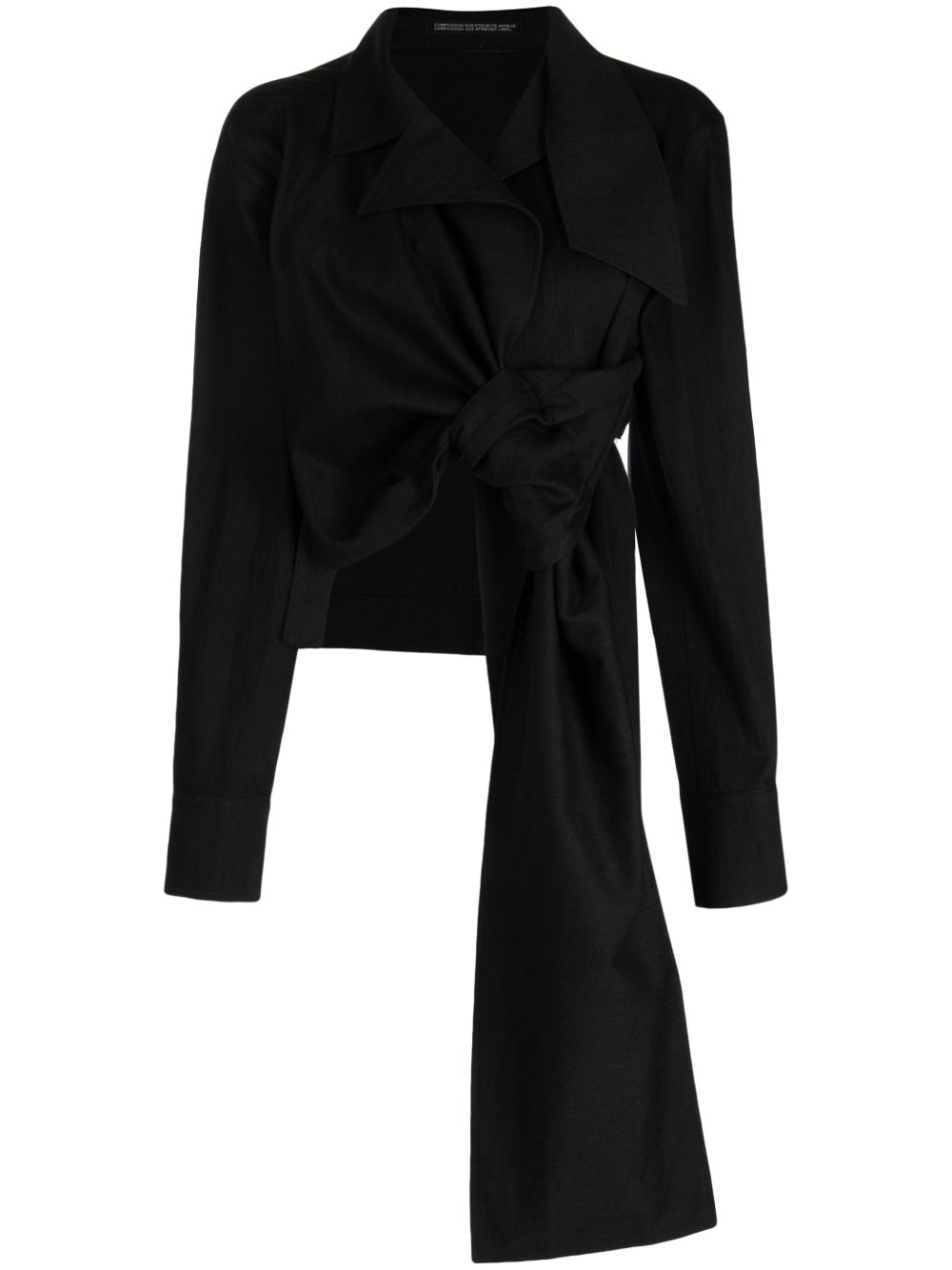 Yohji Yamamoto 缩褶短款棉夹克 - 黑色