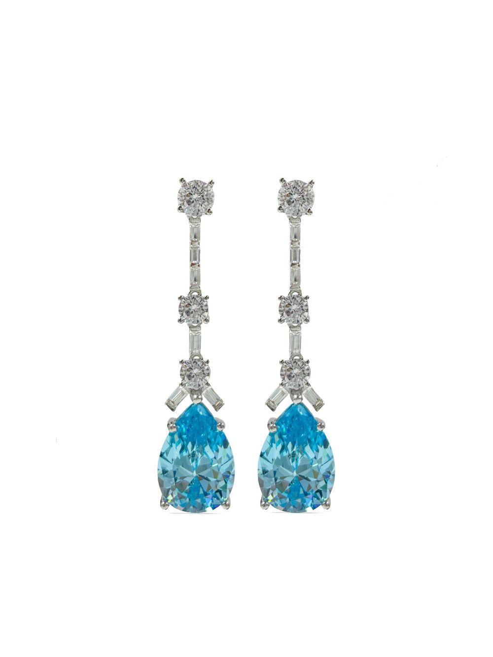 Juwelina Paris Aquamarine Drift 吊饰耳环 - 银色