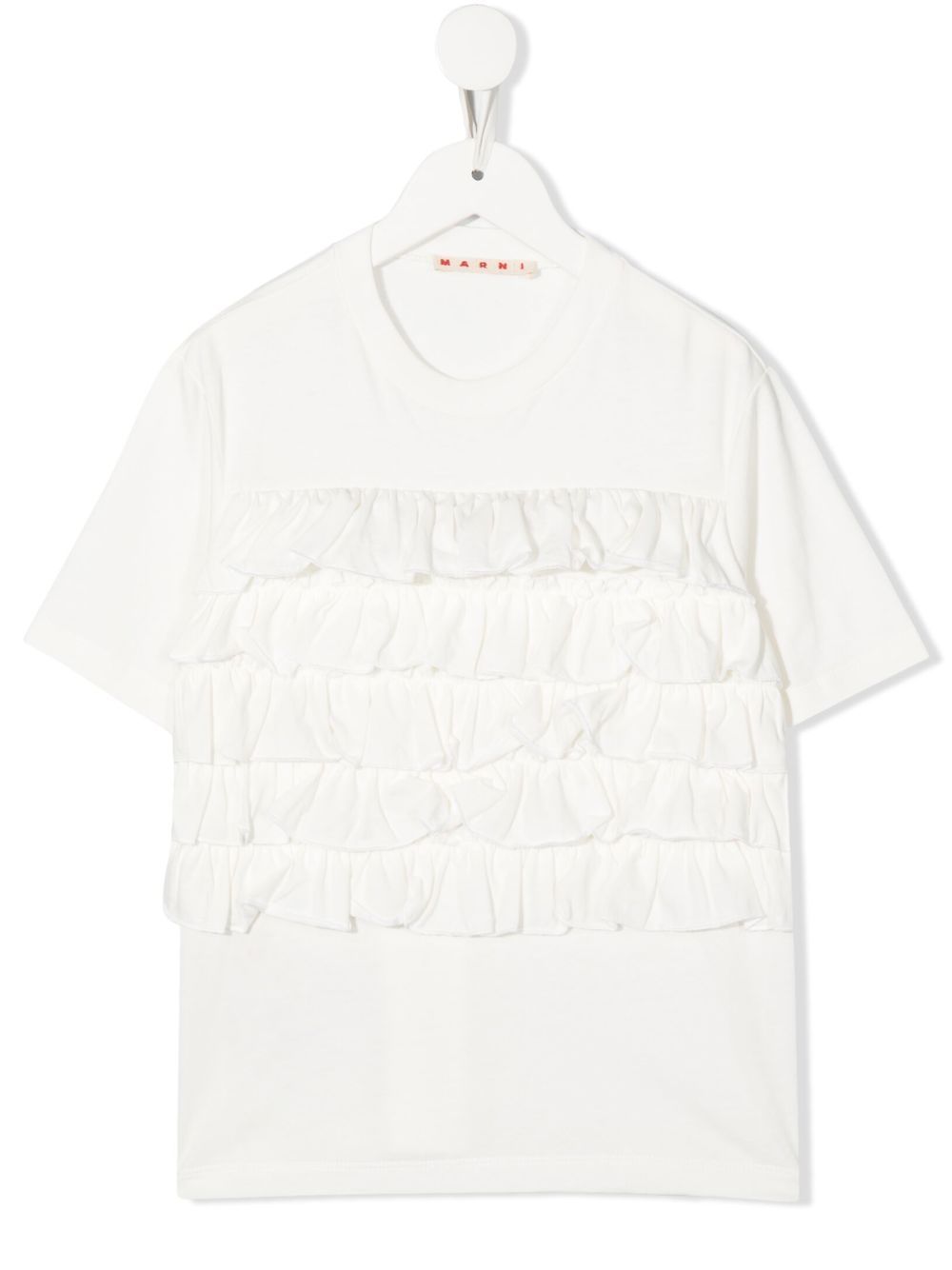 Marni Kids 褶饰短袖上衣 - 白色