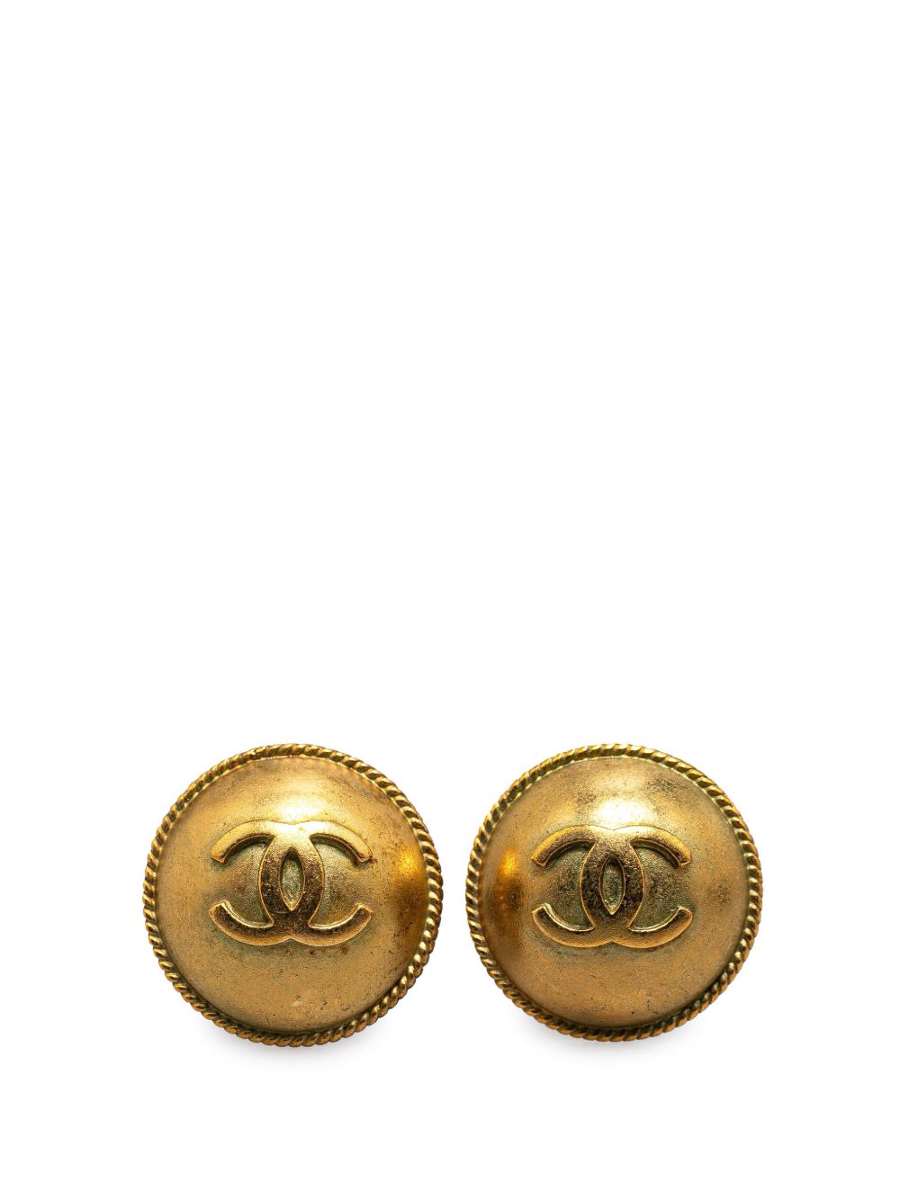 CHANEL Pre-Owned 镀金 CC 夹扣式耳环（1994年典藏款） - 金色