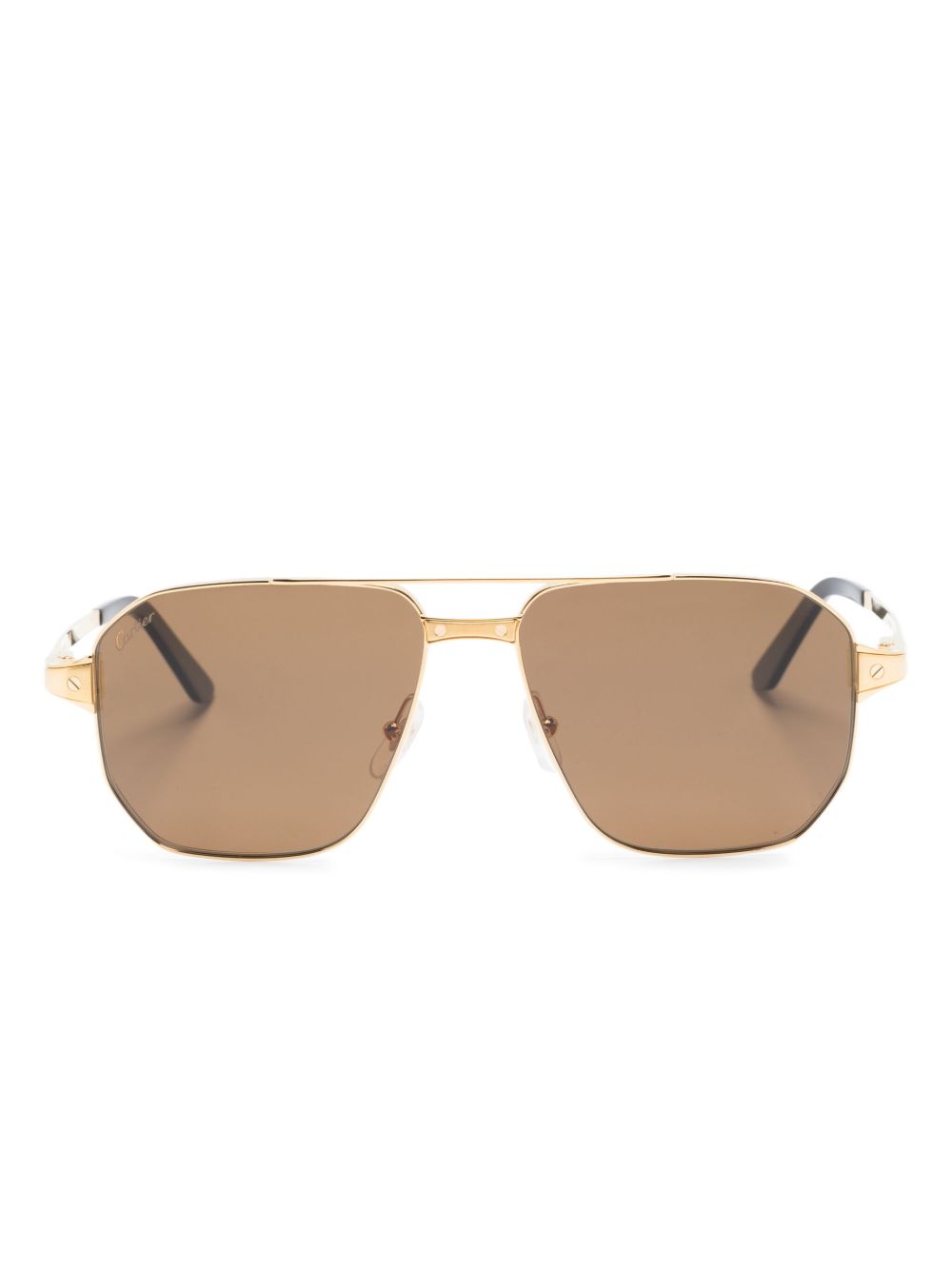 Cartier Eyewear logo雕刻飞行员镜框太阳眼镜 - 金色