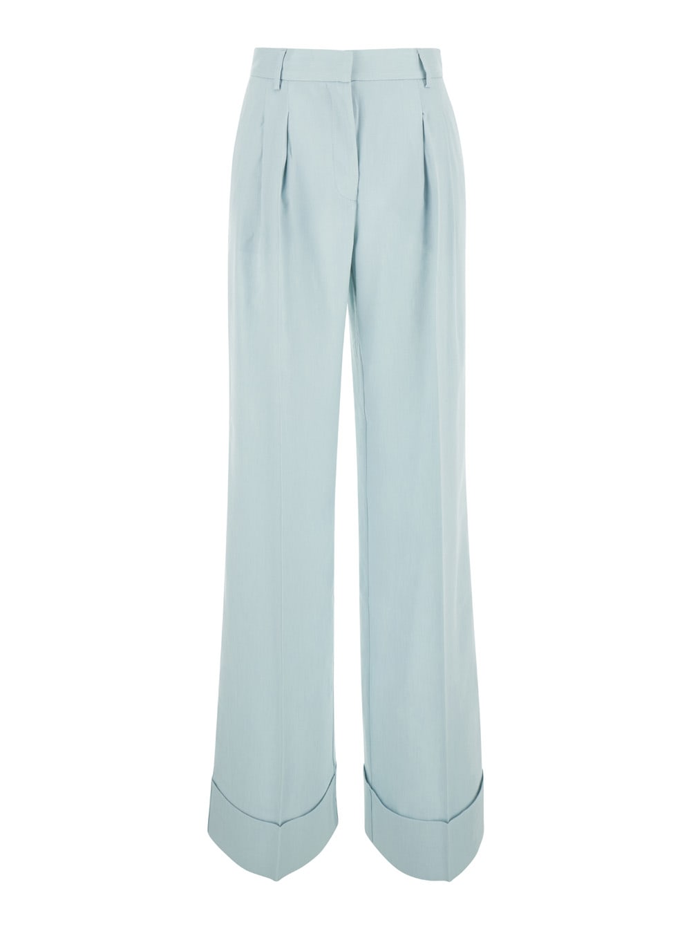 The Andamane Light Blue Straight Pants With Pinces In Line Blend Woman