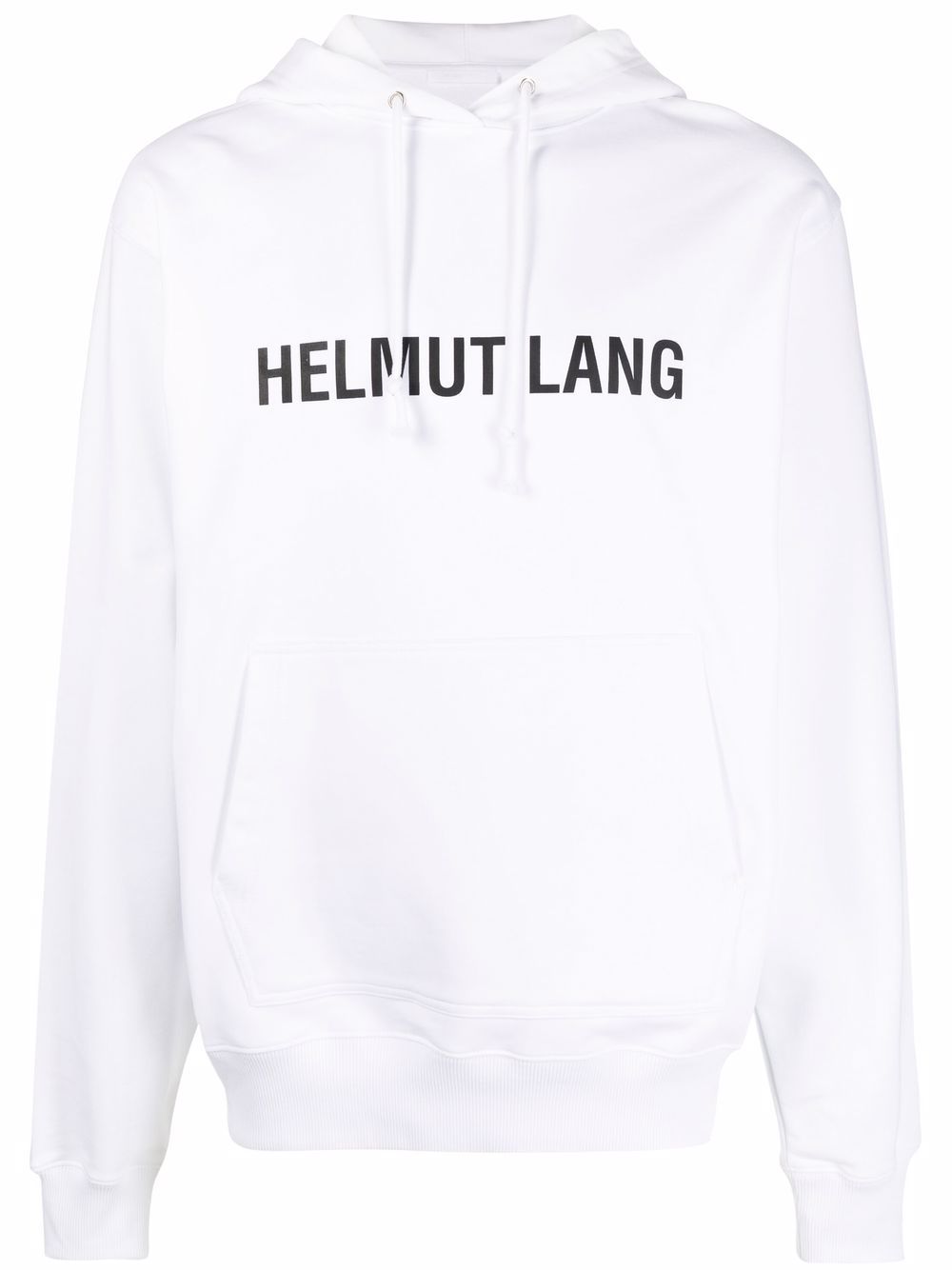 Helmut Lang logo印花抽绳连帽衫 - 白色