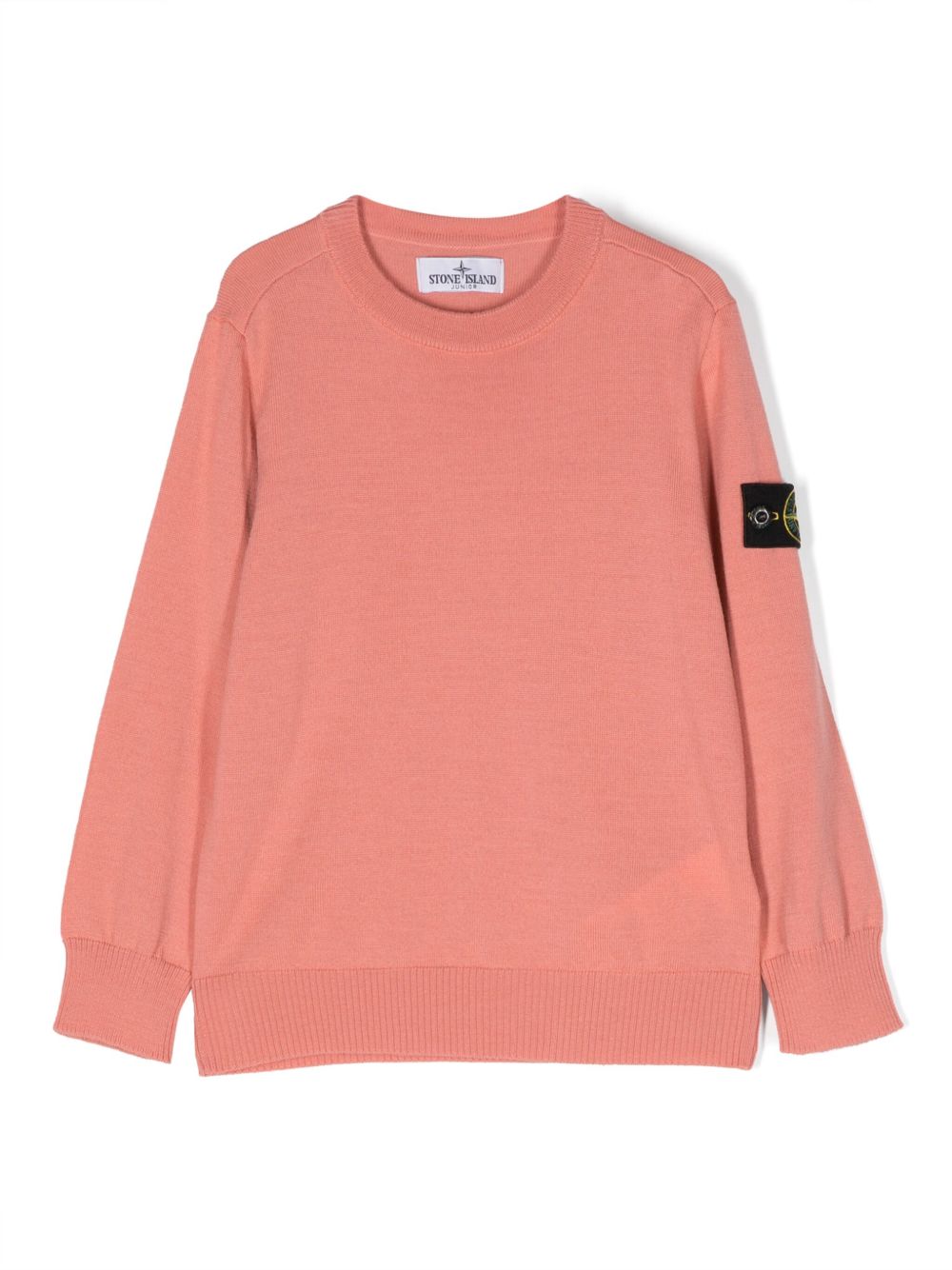 Stone Island Junior 圆领初剪羊毛毛衣 - 粉色