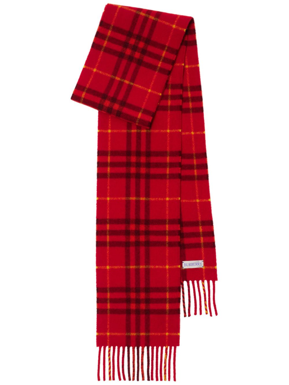 Burberry 格纹羊绒围巾 - 红色