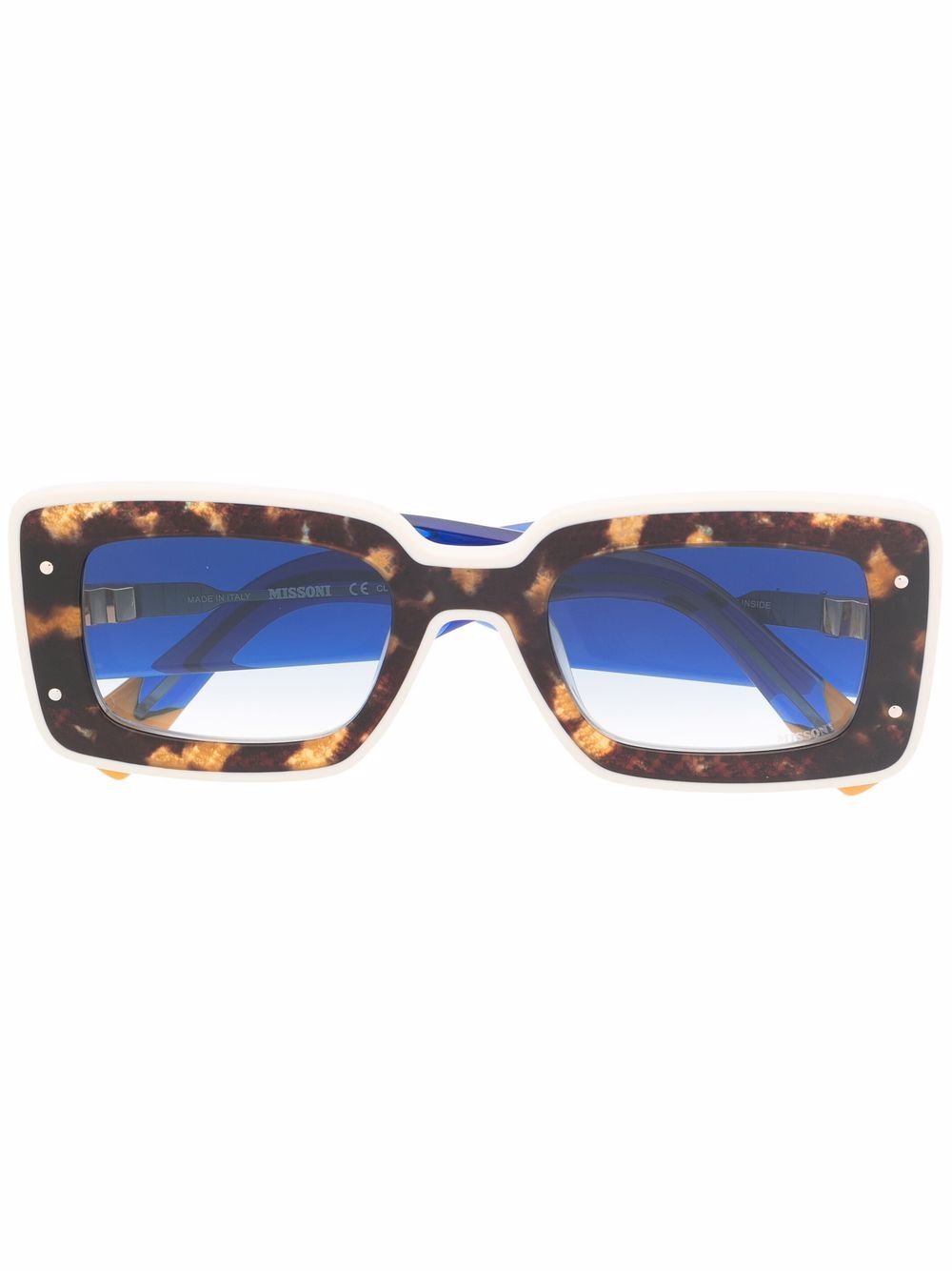 MISSONI EYEWEAR 玳瑁纹长方形框太阳眼镜 - 蓝色