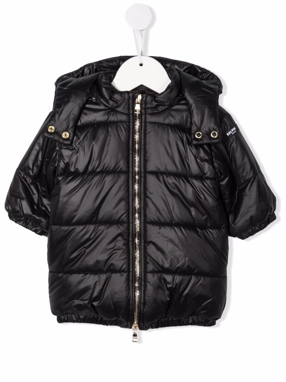 Balmain Kids 填充连帽外套 - 黑色