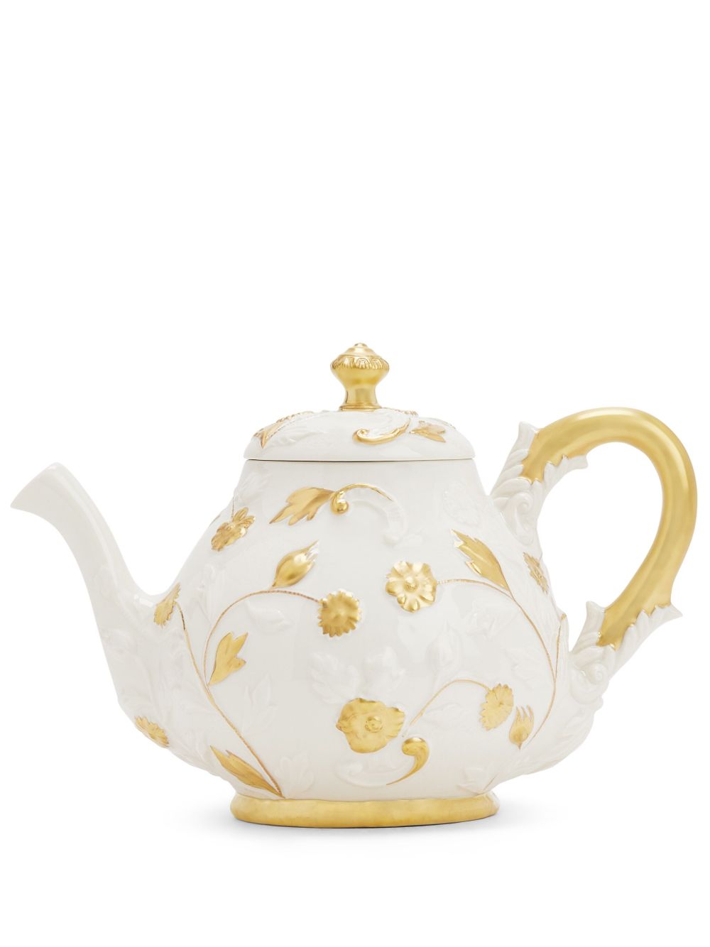 VILLARI Taormina 花卉浮雕茶壶 - 白色