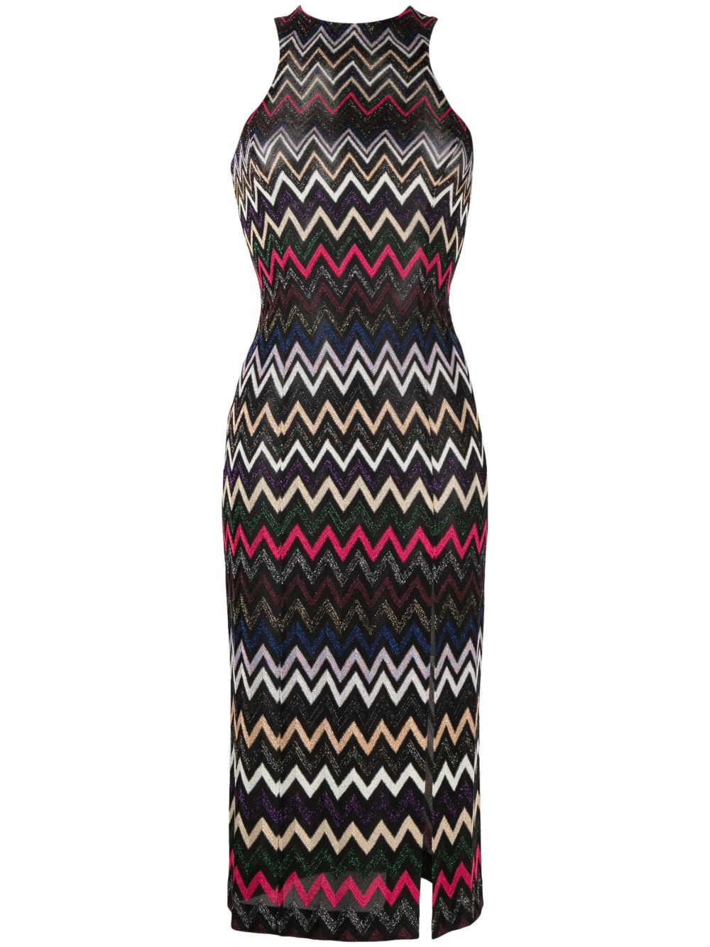 Missoni Z字形图案编织中长连衣裙 - 黑色