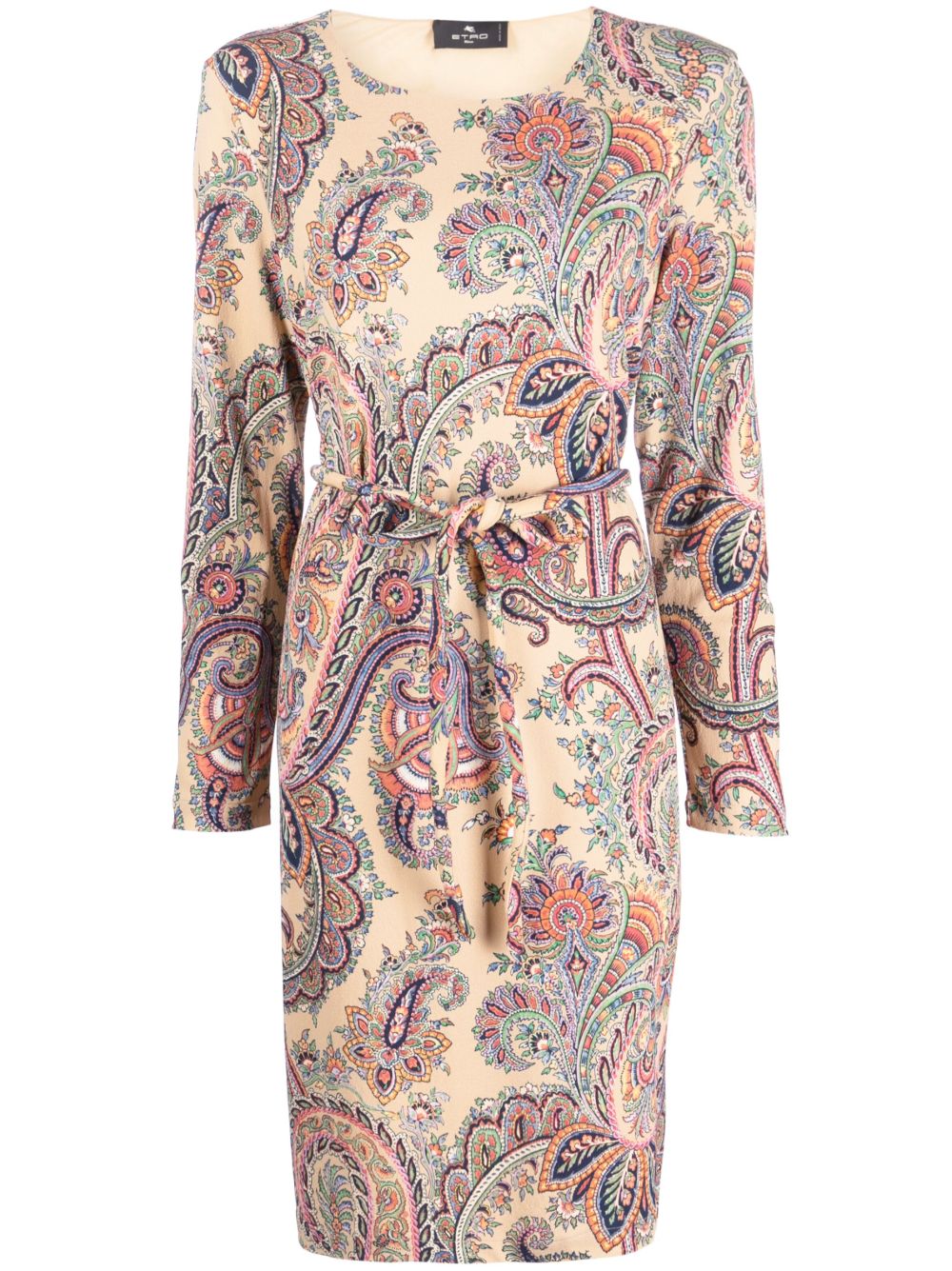 ETRO 佩斯理印花系带连衣裙 - 中性色