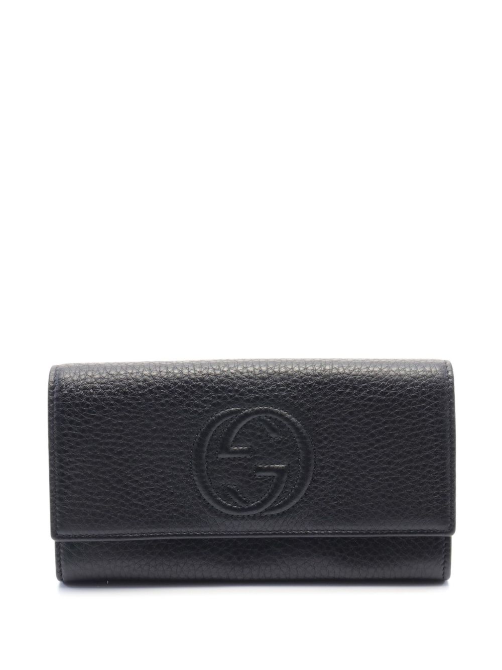 Gucci Pre-Owned Interlocking-G 皮质钱包（2010年代典藏款） - 黑色