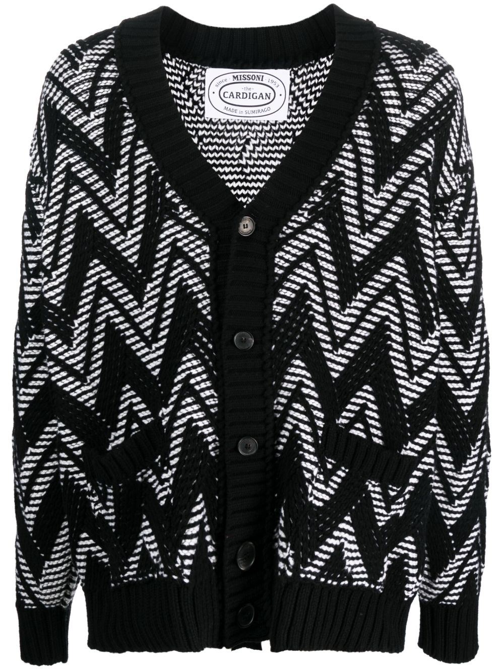 Missoni Z字形图案刺绣羊毛开衫 - 黑色