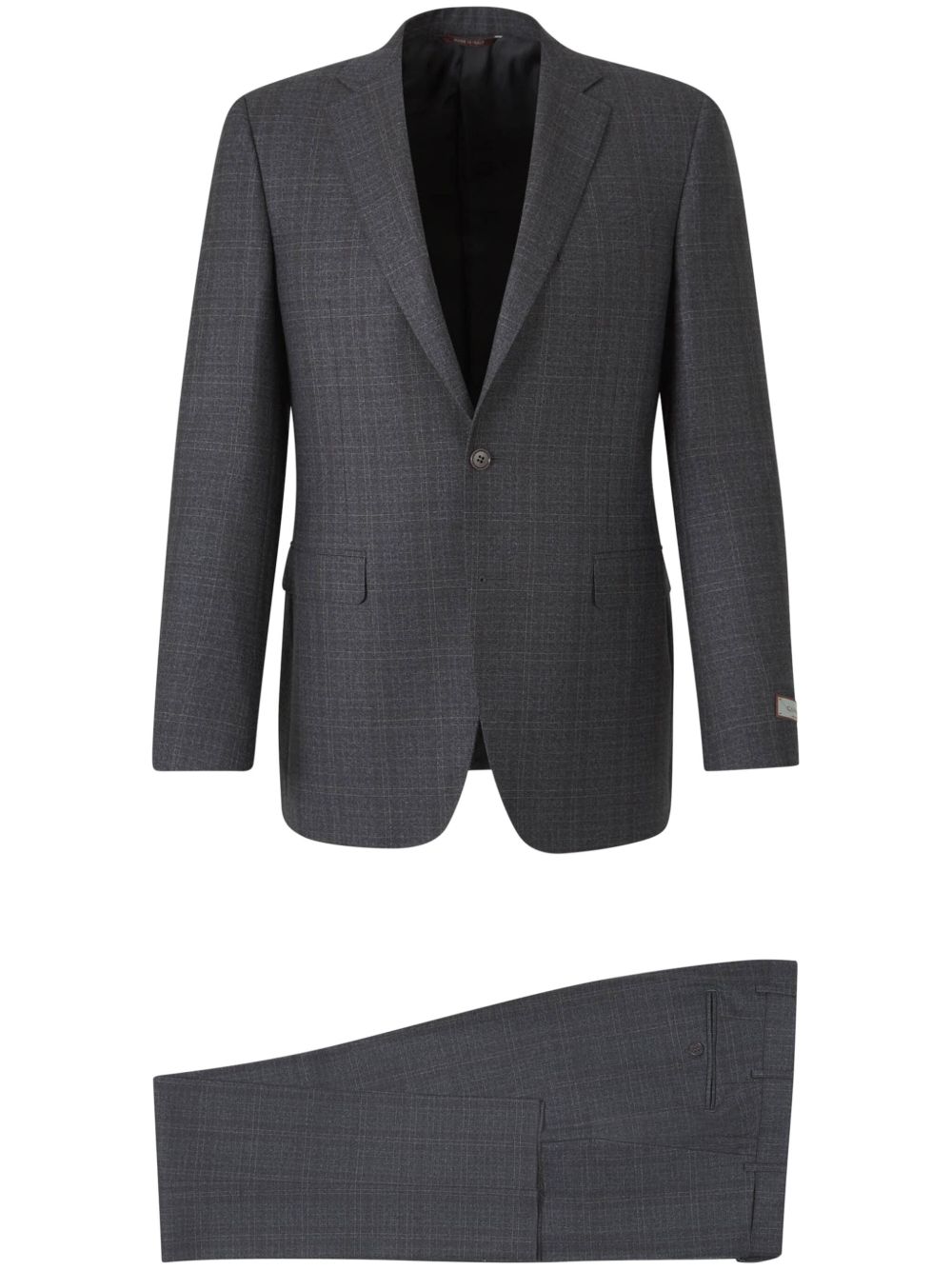 Canali 格纹两件式西装套装 - 灰色