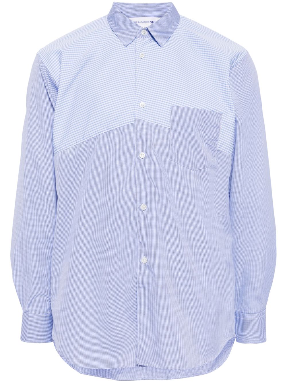 Comme Des Garçons Shirt 拼接格纹衬衫 - 蓝色