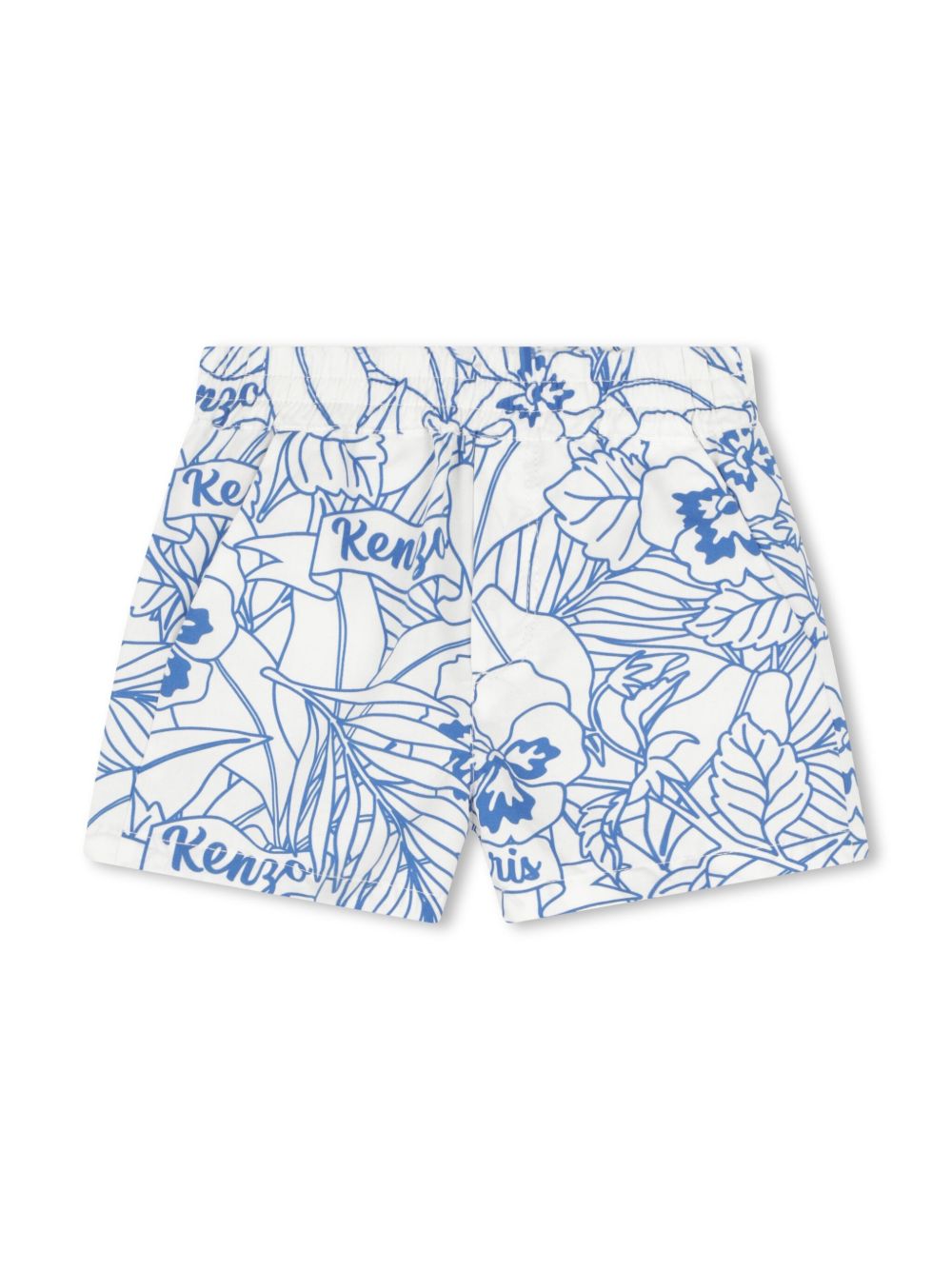 Kenzo Kids 花卉印花棉短裤 - 白色