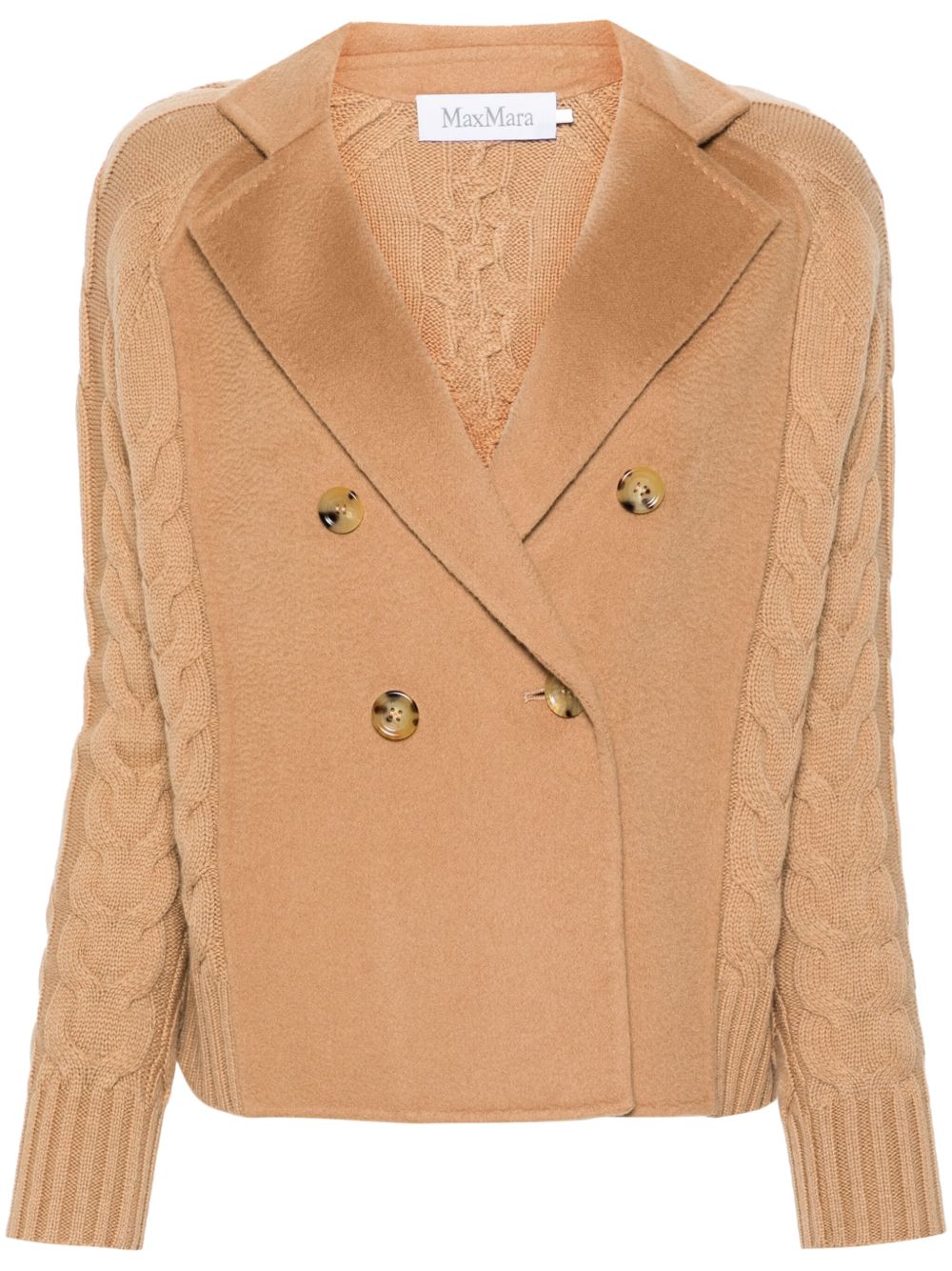 Max Mara Micio 拼接粗绞花针织开衫 - 中性色