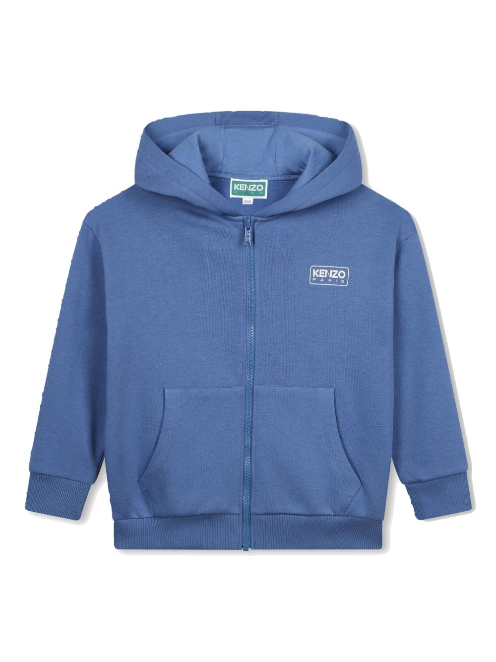 Kenzo Kids logo印花棉连帽衫 - 蓝色