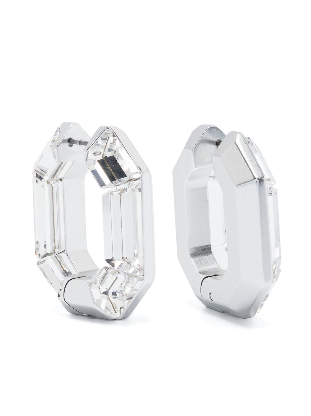Swarovski Lucent 圈形耳环 - 银色