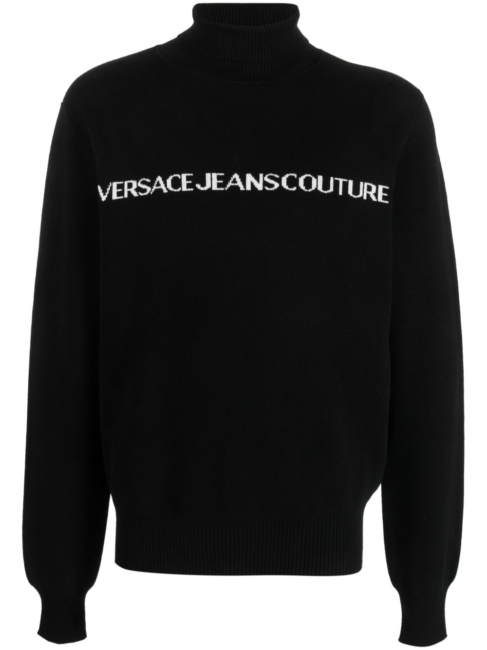 Versace Jeans Couture logo印花高领毛衣 - 黑色