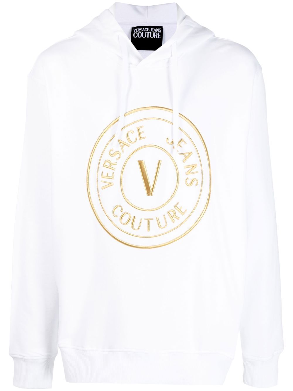 Versace Jeans Couture logo印花棉连帽衫 - 白色