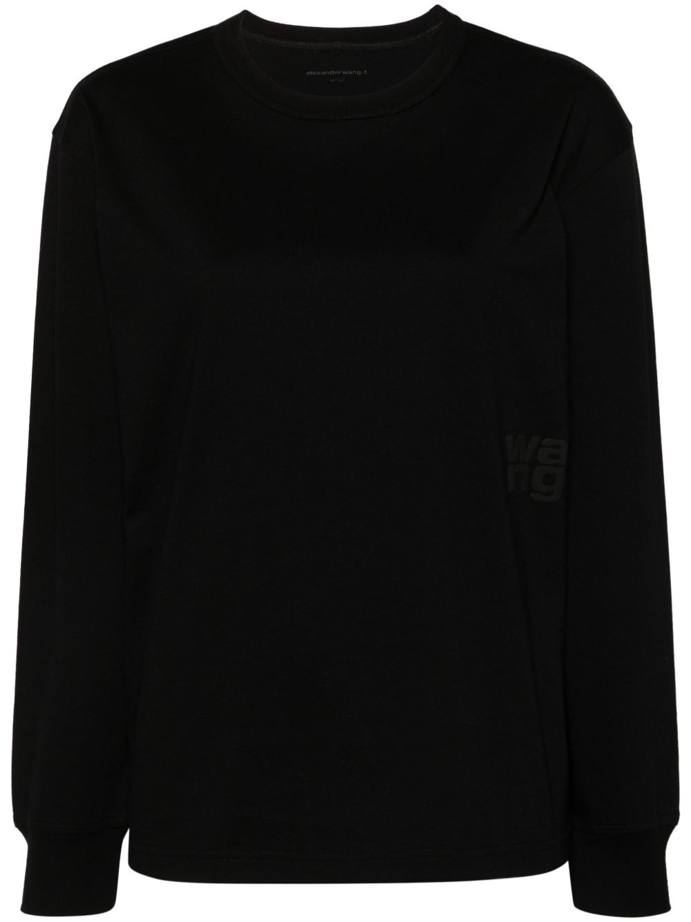Alexander Wang logo浮雕长袖T恤 - 黑色