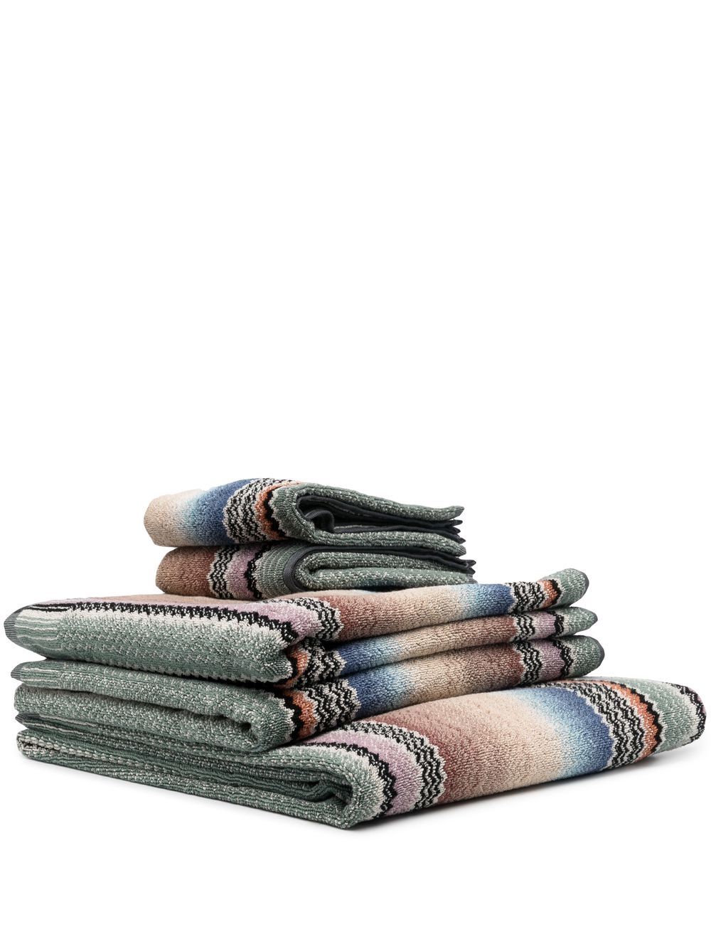 Missoni Home Z字形图案印花毛巾套装 - 中性色