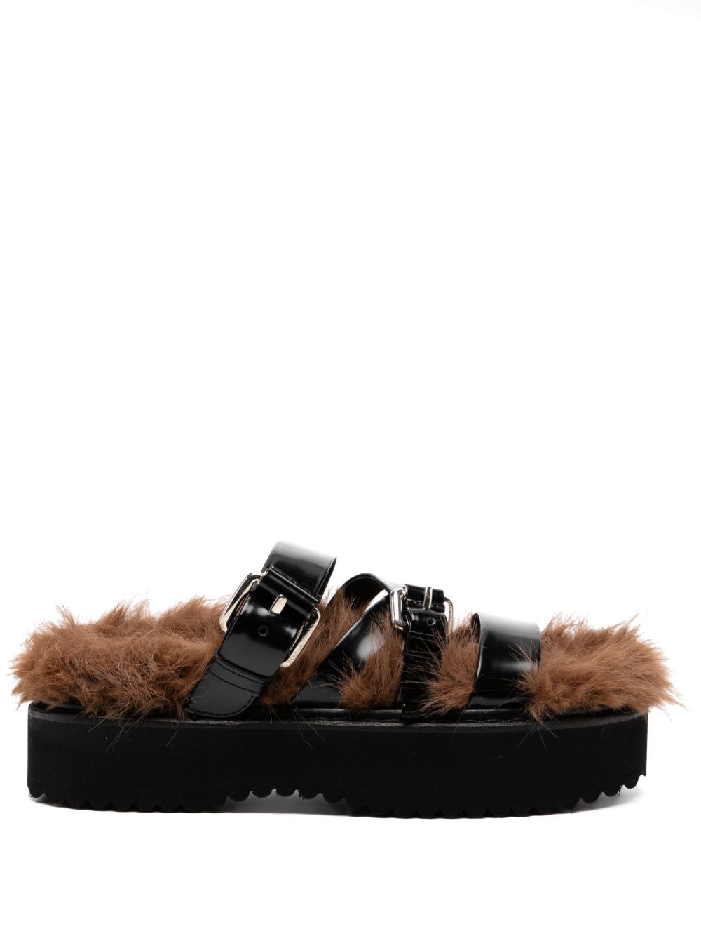Simone Rocha 毛茸茸厚底凉鞋 - 褐色