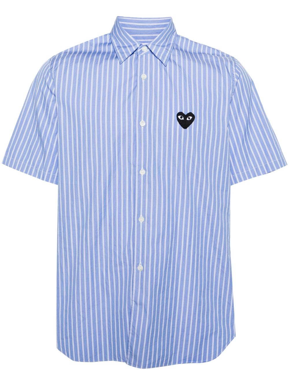 Comme Des Garçons Play Heart 贴花条纹衬衫 - 蓝色