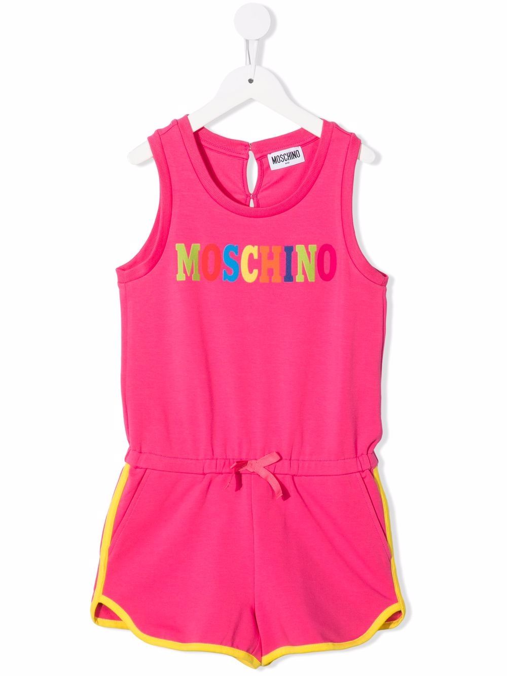 Moschino Kids 莫斯奇诺 logo印花连体短裤 - 粉色