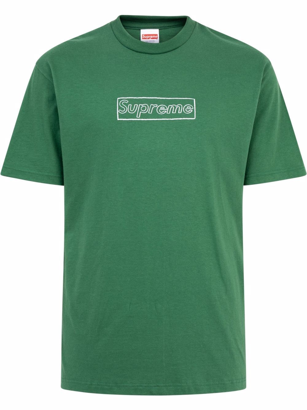 Supreme x KAWS 粉笔logo T恤 - 绿色