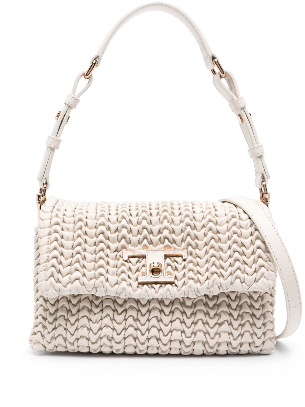 Tod's T Timeless 马特拉塞凸纹单肩包 - 中性色