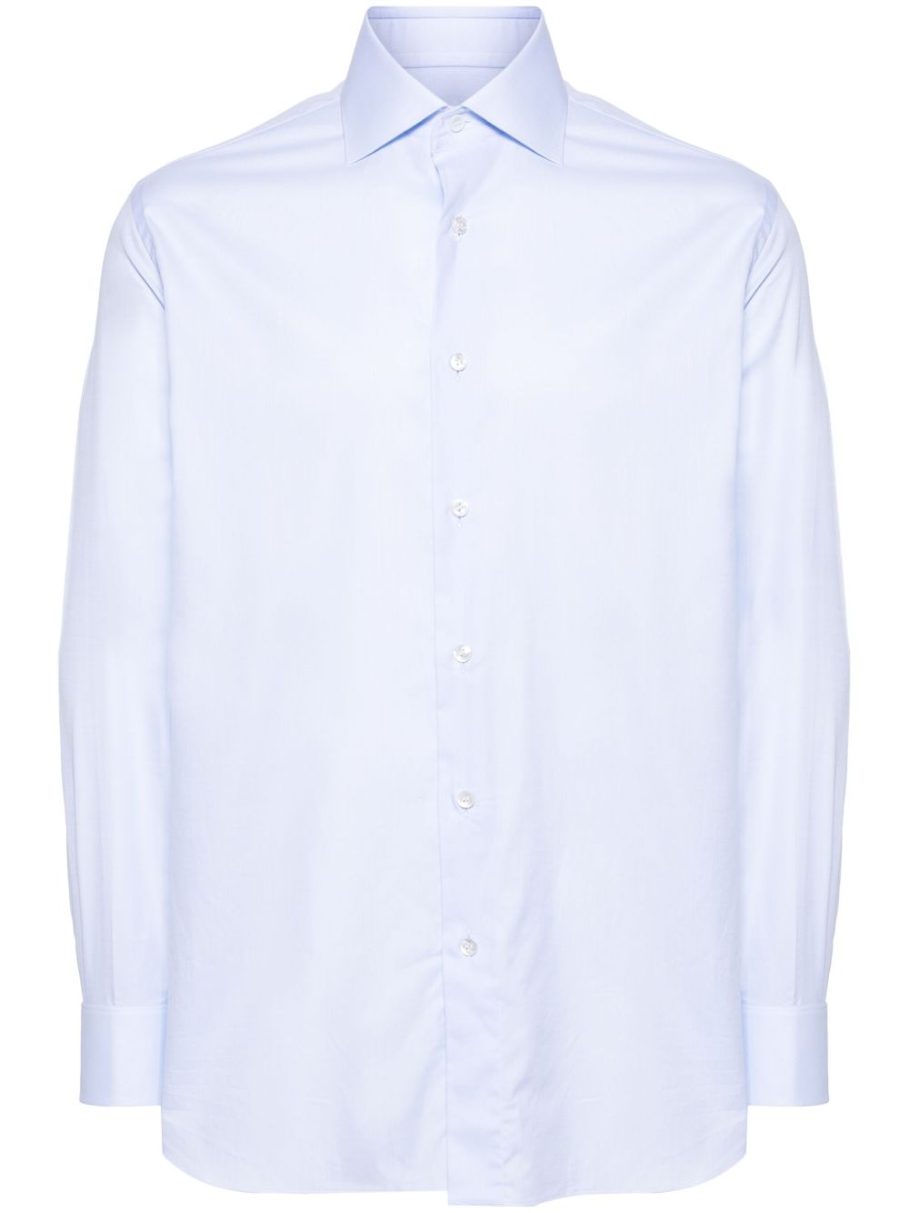 Brioni 宽领棉衬衫 - 蓝色