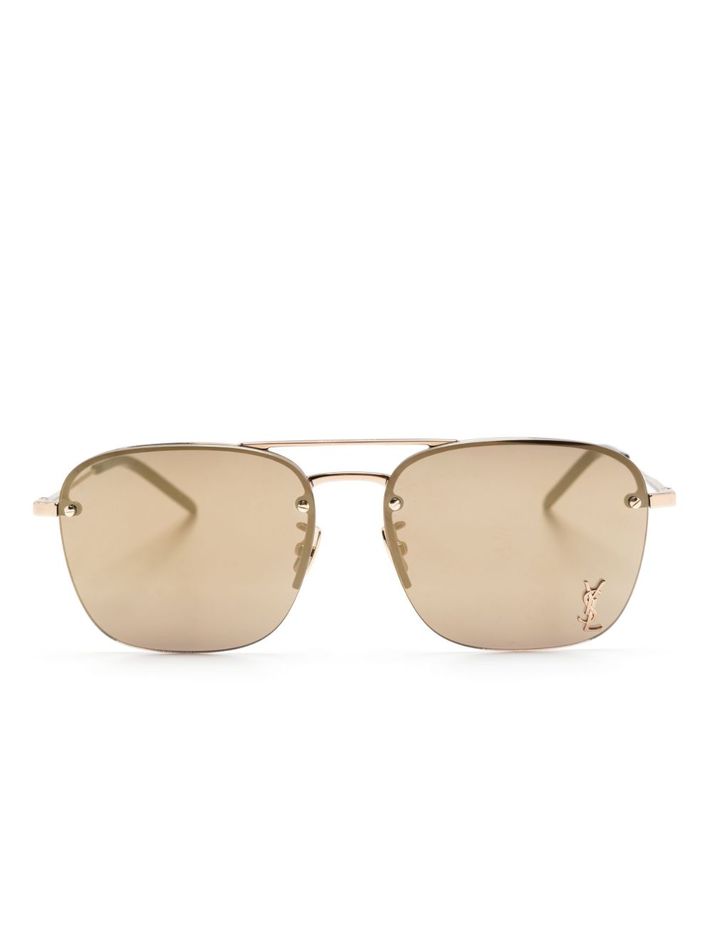 Saint Laurent Eyewear logo标牌方框太阳眼镜 - 金色