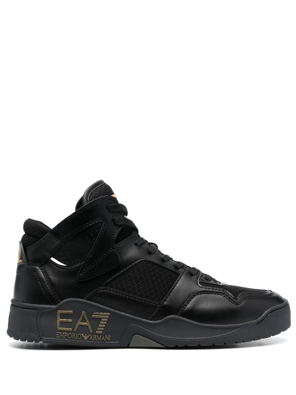 Ea7 Emporio Armani logo凹面压花低帮运动鞋 - 黑色