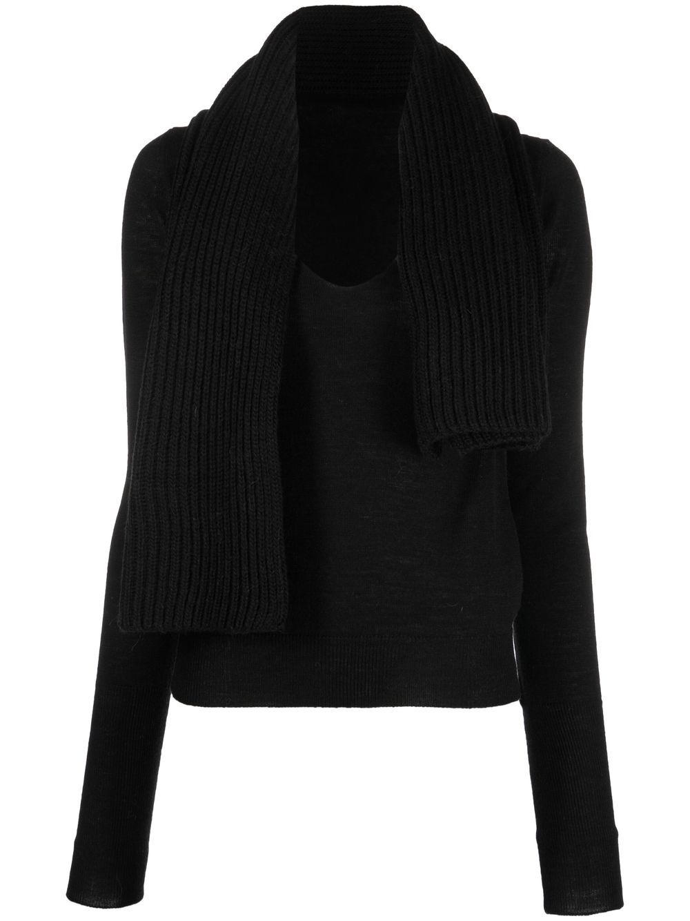 MM6 Maison Margiela 马丁·马吉拉时装屋 围巾领细节毛衣 - 黑色