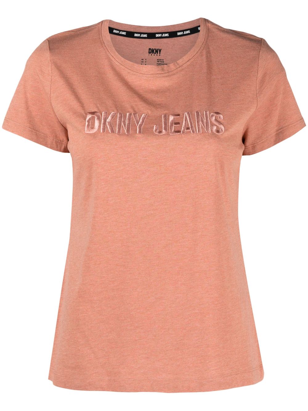 DKNY logo压纹短袖T恤 - 粉色