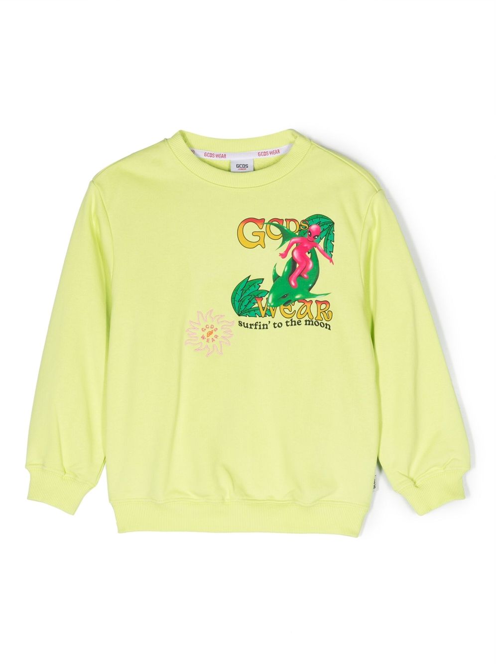 Gcds Kids 图案印花棉卫衣 - 绿色