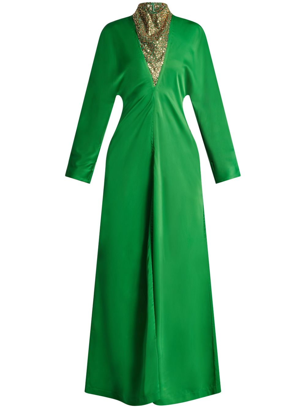 Ferragamo 矿石贴花长袖礼服 - 绿色