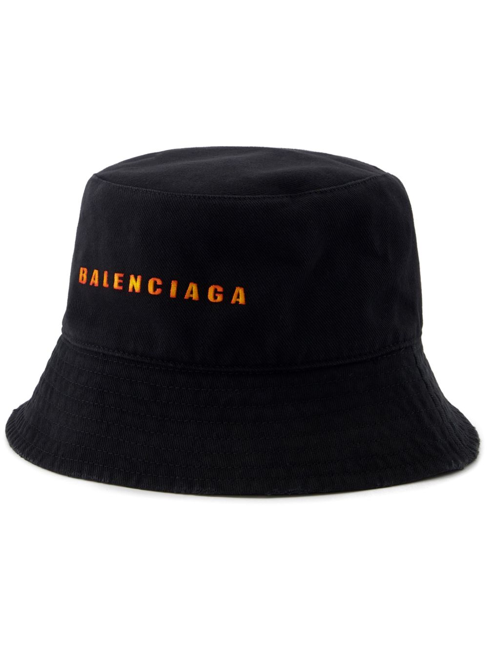 Balenciaga logo刺绣棉渔夫帽 - 黑色