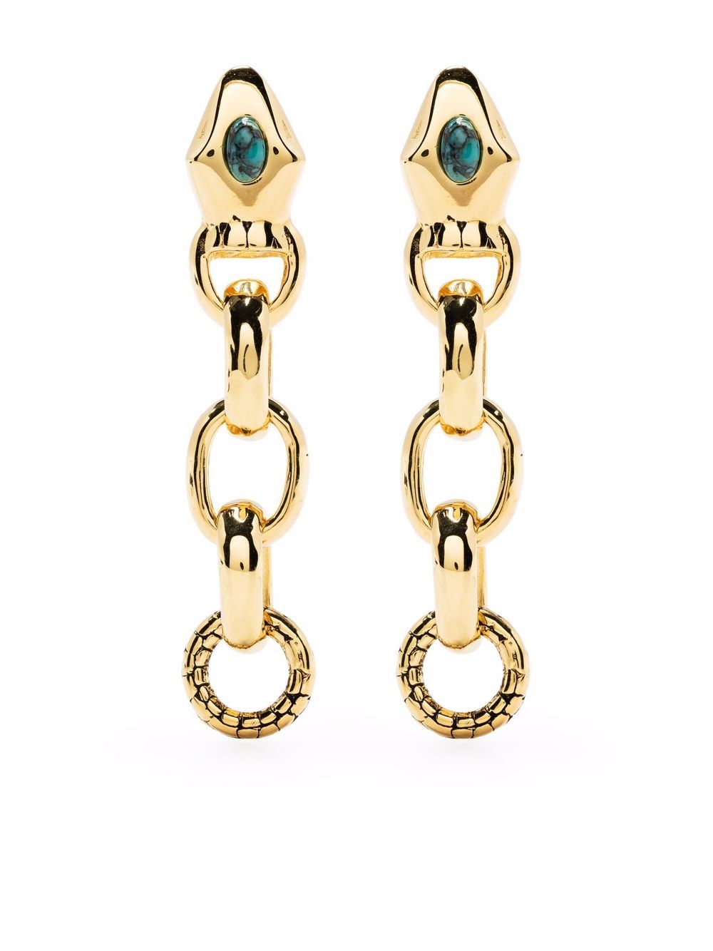 Aurelie Bidermann Tao 蛇形吊饰耳环 - 金色
