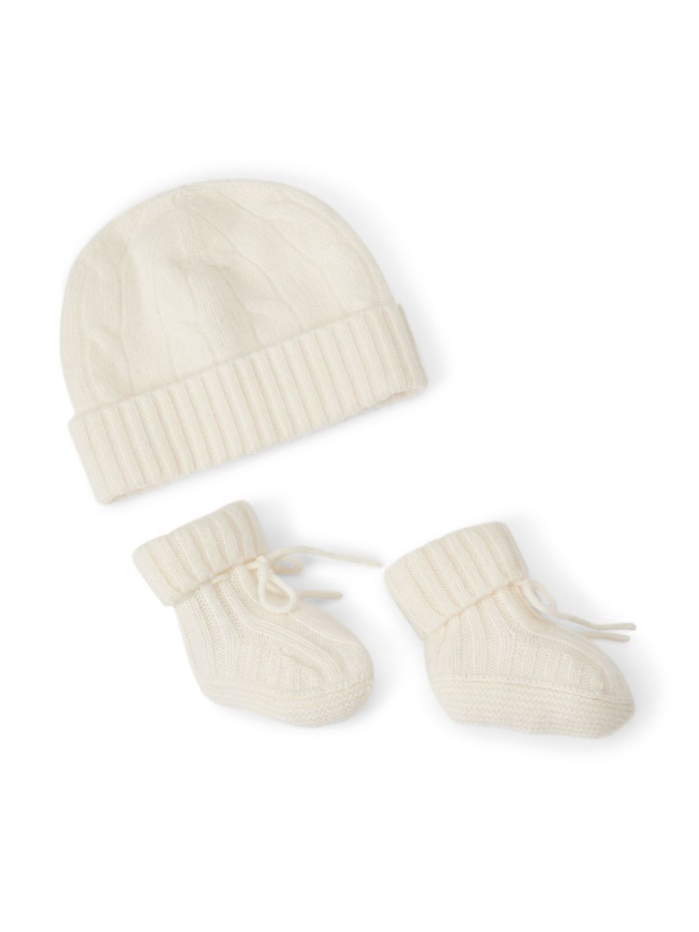 POLO RALPH LAUREN KIDS 羊绒套头帽套装 - 白色