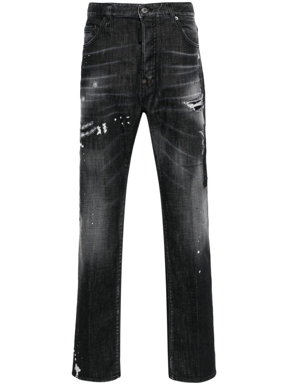 DSQUARED2 仿旧直筒牛仔裤 - 黑色